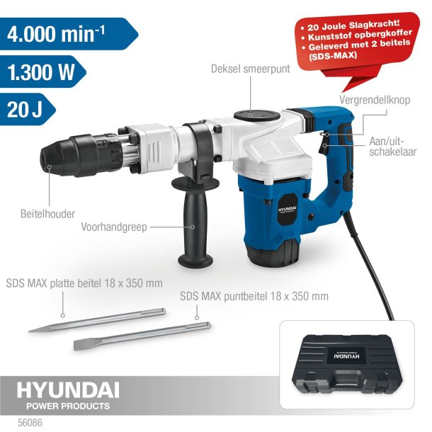 HYUNDAI nedbydningshammer 1300 watt 20 joule