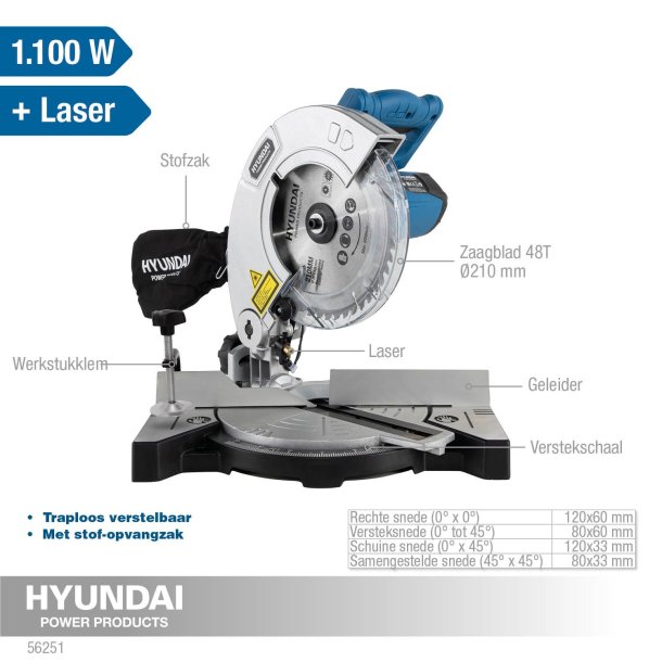 HYUNDAI Kap Geringssav 1100 watt 210 mm.