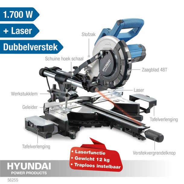 HYUNDAI Kap Geringssav 1700 watt 216 mm.