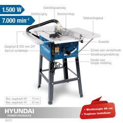 HYUNDAI Bordrundsav 1500 Watt 250 mm.